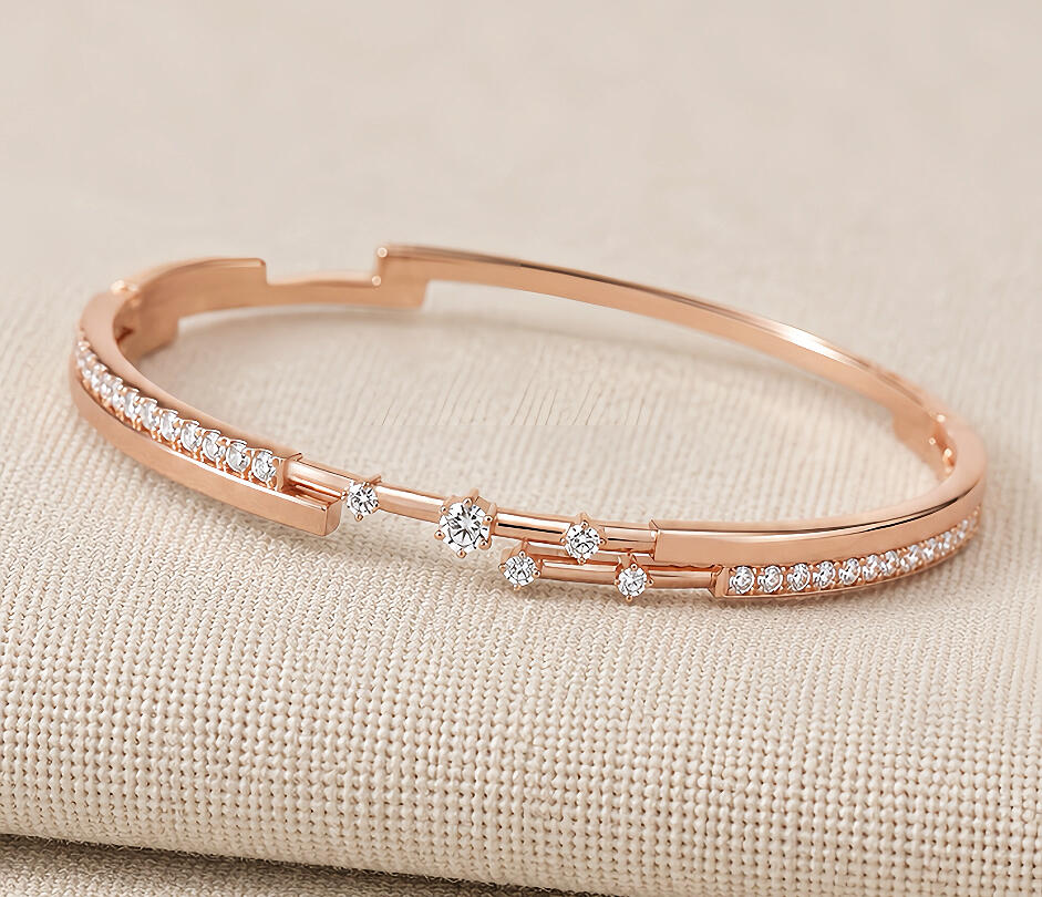 Morning Star Craftsmanship Morning Star Bangle with round and round diamonds in 18K rose gold